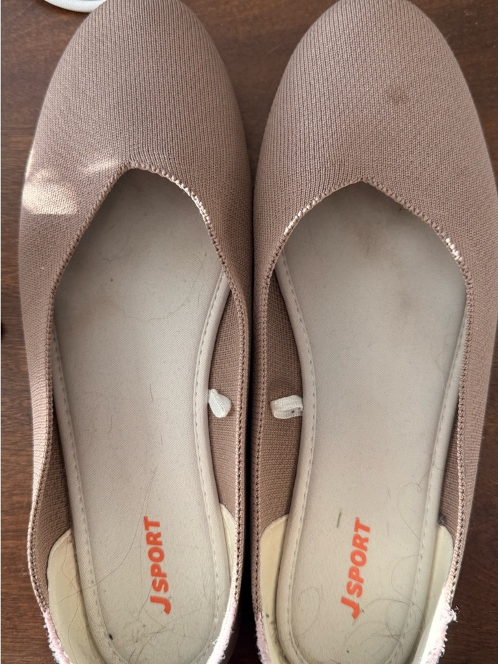 JSPORT Women’s Rose Beige Knit Ballet Flats